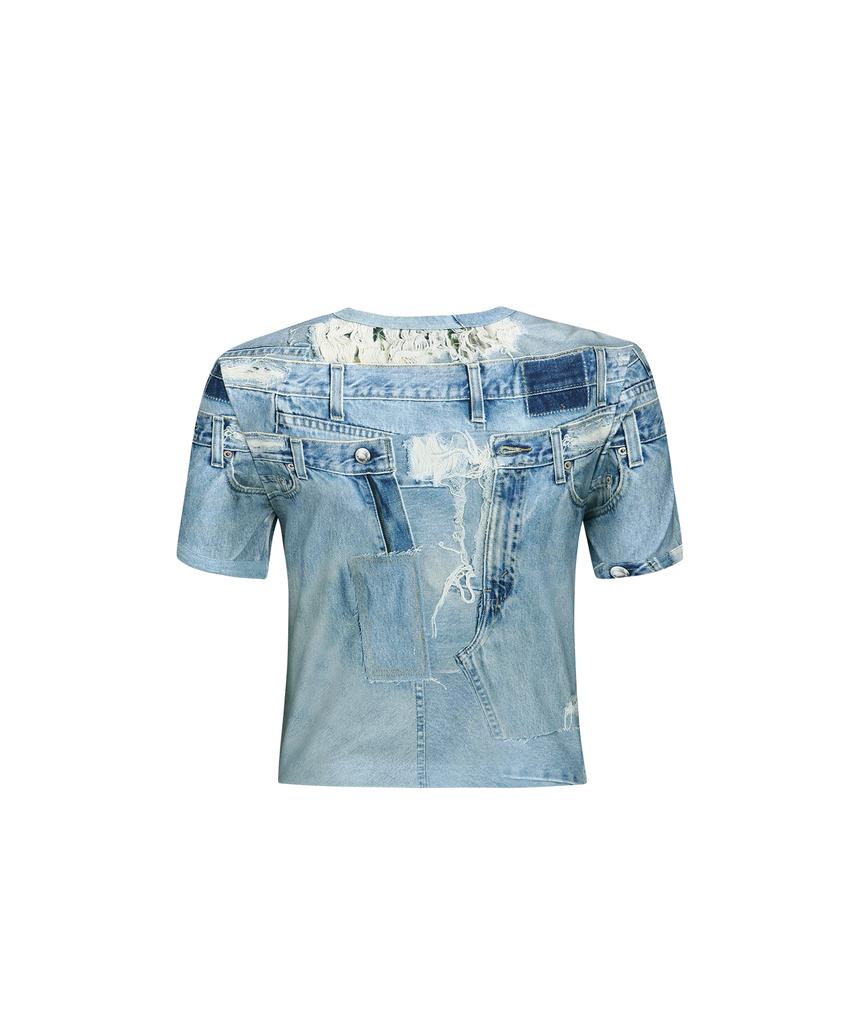 ADSB ANDERSSON BELL (Essential) Daniel Denim Print T-Shirt Atb1133W(Denim Blue)