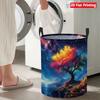 Collapsible Laundry Basket Large Round Waterproof Fabric Hamper Dirty Clothes Storage Bin Toy Organizer with Handles