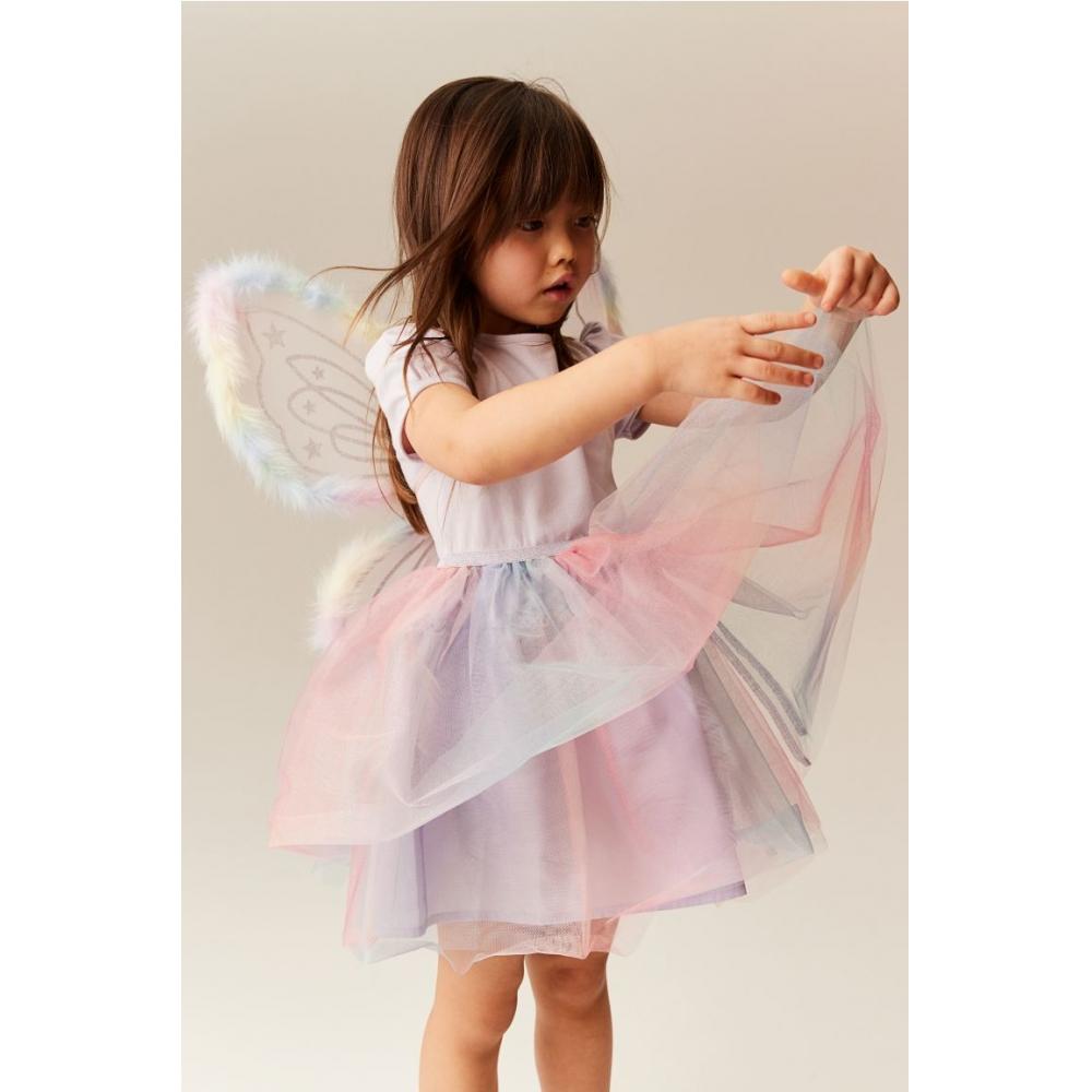 

Тюлевое платье HM с пышными рукавами пыльно-сиреневого цвета с градиентом