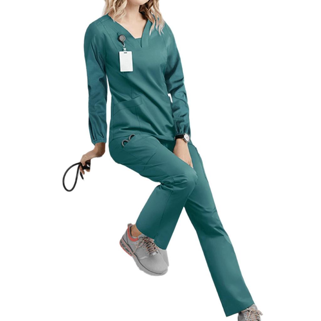 Autumn Winter Long Sleeve Scrub Suit Set Surgical & Isolation Gown Workwear
