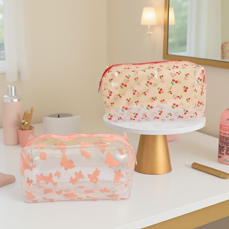 1pc Creative Design Transparent Makeup Case For Women Sweet Bag Organizer Cute Large Capacity Cosmetic Bag Portable Lipstick Bag