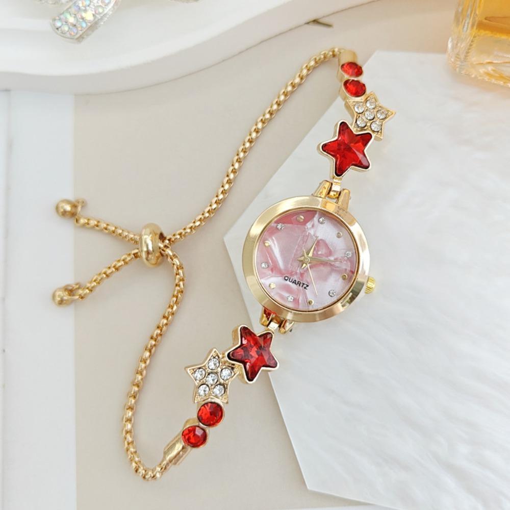 Alloy Star Chain Watch Adjustable Quartz Watch Fashion Ladies Wristwatch  for Women Girls