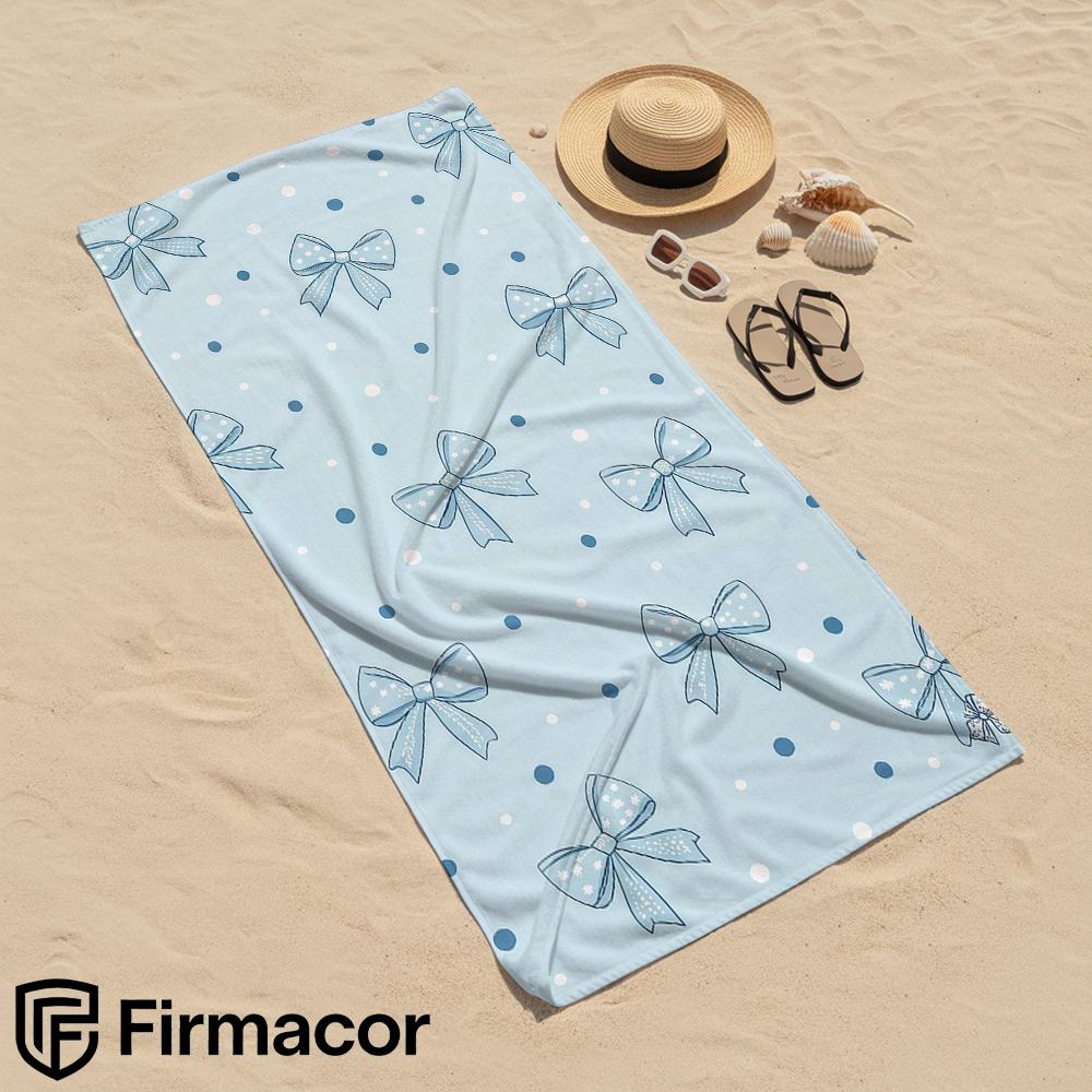 Dot Blue Bow Soft Portable Travel Towel Unisex Ultra Lightweight Microfiber Oversized Sand Free Quick Dry Beach Towel