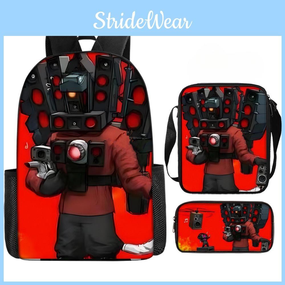 Skibidi Cartoon Toilet Printed Backpack Child Schoolbag Shoulder Bag Pencil Bag