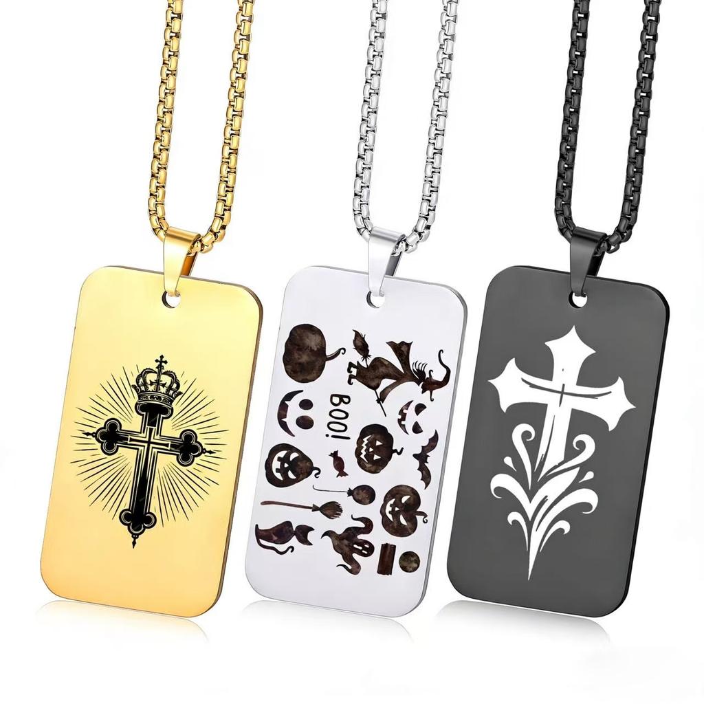 Custom Rectangle Shape Tage Pendant Custom Photo Necklace For Men Hiphop Stainless Steel Personalized Picture Choker