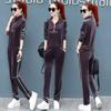 Gold Velvet Set - Women's Fashion Spring-Autumn Round-neck Casual Sportswear Sweater Set of Two Pieces