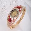 Fashion Ladies Diamond Quartz Watch With Flower Alloy Bracelet For Elegant Wear