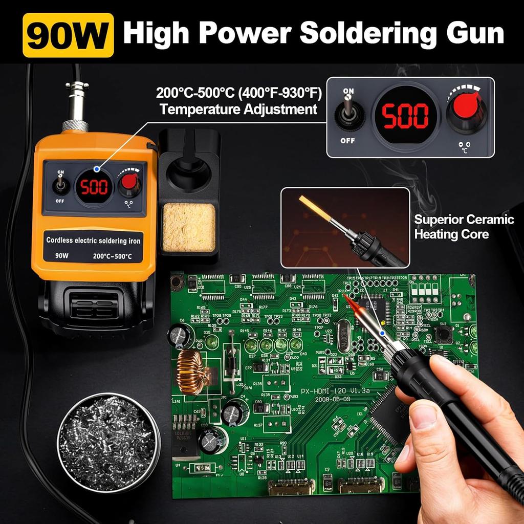 NEW Cordless Soldering Iron for Dewalt 11V Battery, 91W Soldering Station Kit with 1 Tips,DIY Soldering. (Tool Only)