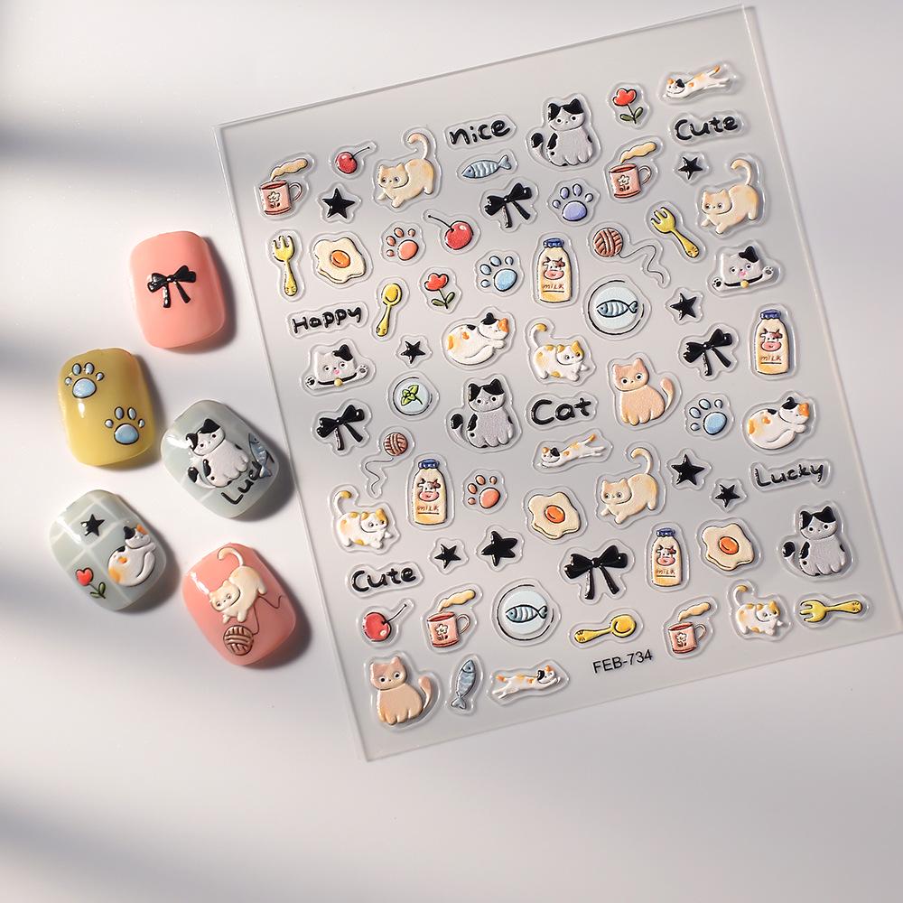 5D Embossed Cute Puppy Nail & Laptop Stickers, Waterproof & Three-Dimensional, In Stock