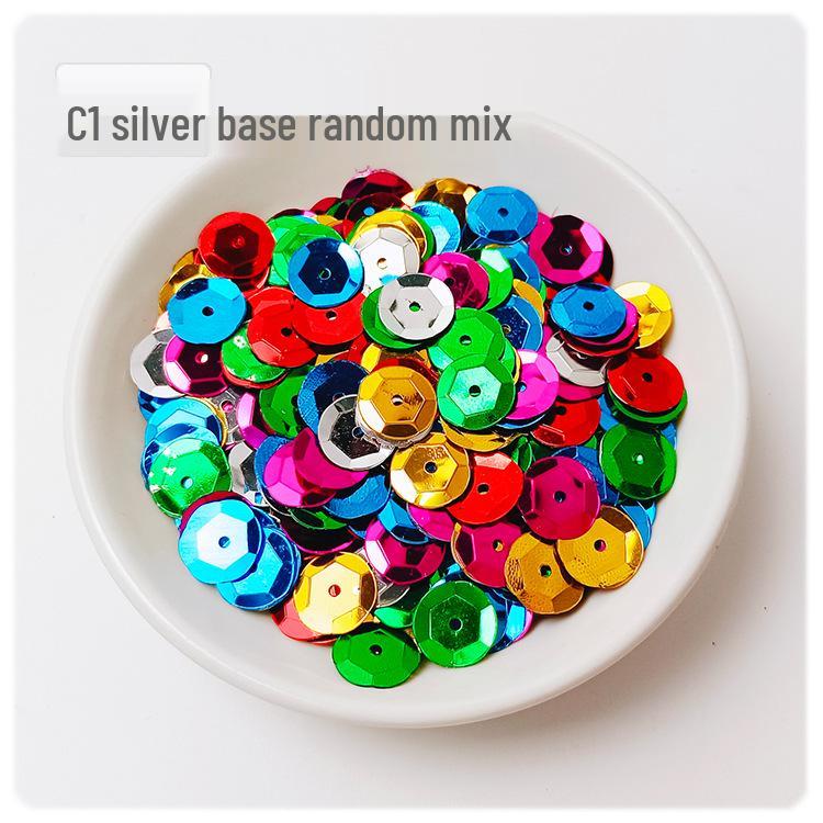 

Круглые вогнутые пайетки ПВХ серебристого цвета 10 мм для изготовления украшений и аксессуаров для одежды своими руками 500g/pack