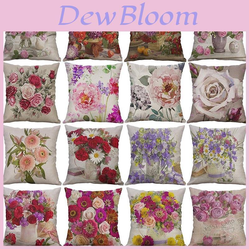 Vintage Flower Cotton Linen Cushion Cover Soft Decorative Pillow Case For Home Comfort