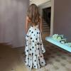2 Piece Sets Polka Dot Long Dress Women 2026 Summer Sleeveless Top Ruffle Pleated Dress Set Luxury Party Sexy Female Dress Set