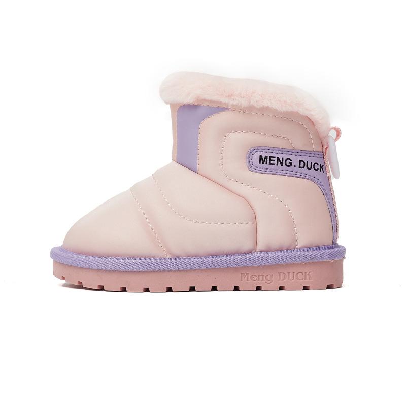 

Маленькие желтые зимние сапоги для девочек, водонепроницаемые короткие сапоги, бархатные теплые сапоги для мальчиков, мягкая подошва, детская обувь из хлопка для малышей 31 розовый
