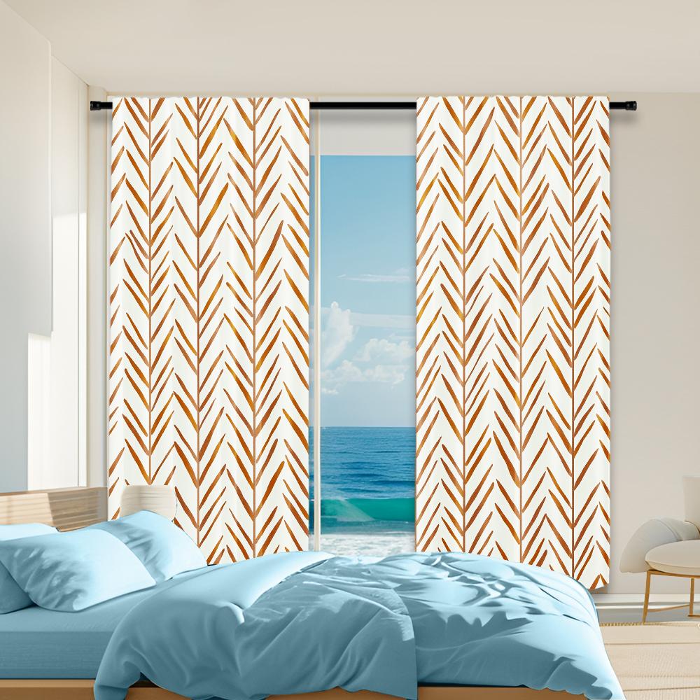 

Set Of 2 Versatile Polyester Transparent Curtains Home Decoration Herringbone Stripe Use Bedrooms Living Modern Made Bedroom Window Treatment W100*H70(CM)-Rod Pocket&1PCS