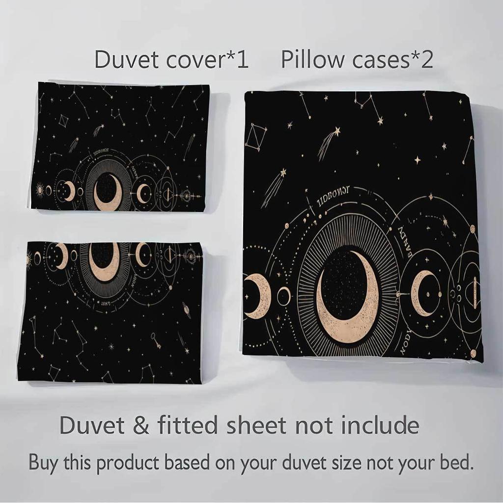 Sonne und Mond Bettbezug Kissenbezug Sonne und Mond Digitaldruck Schleifen Bett Dreiteiliges Set