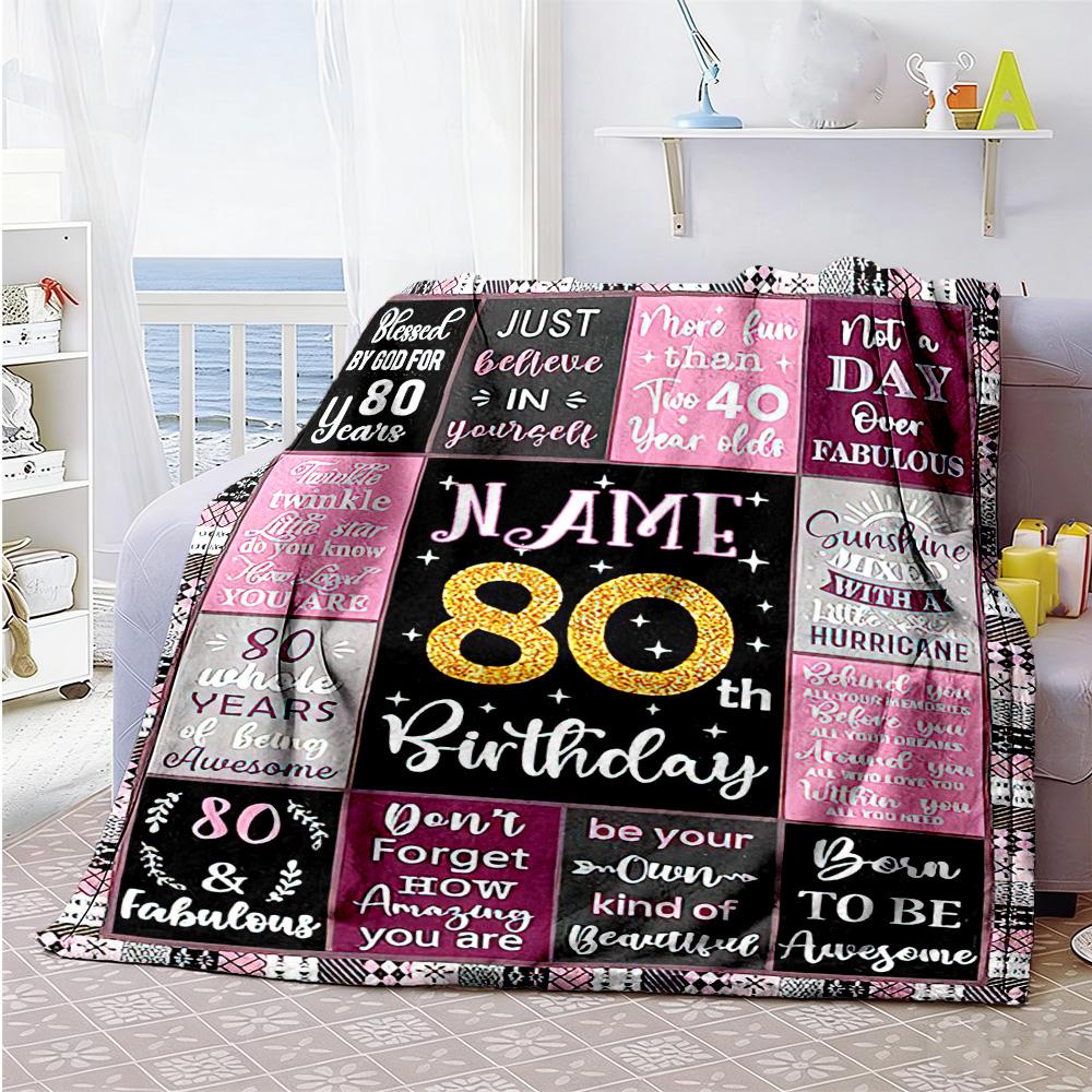 Birthday Customize Text Blanket Multi-purpose Personalized Blanket Soft Warm Cozy for Bed Home Decor Bedding Office Chair Ideal for All Seasons