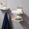 Self Adhesive Wall Mounted Soap Dish Holder With Drainage No Drilling For Bathroom Kitchen Sink