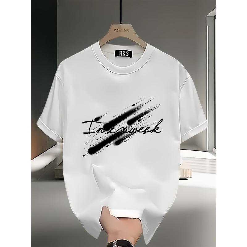 Short Sleeve T-Shirt Men Heavy Cotton Korean Style Japanese Print Versatile Top Mens ClothingClassic Mens Fashion Casual Trendy Adult Printed T-shirt
