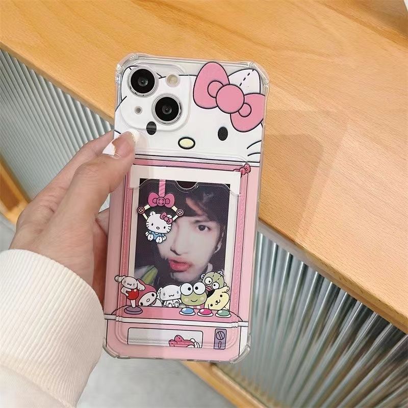Sanrio Hello Kitty Photo Card Holder Phone Case For Xiaomi Redmi Note 14 Pro 5G Note 13 12 Pro 11 11S 13C 12 12C 10C 5G Cover