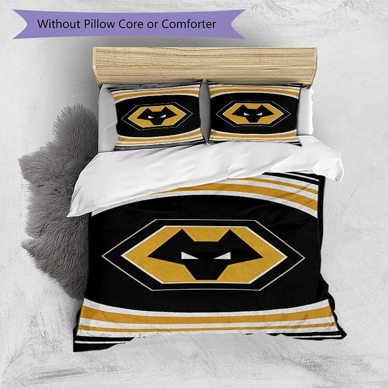 Set Copripiumino con Stampa dello Stemma del Wolverhampton Wanderers Football Club – include 1 copripiumino e 2 federe coordinate Arredamento camera da letto Regali di Natale