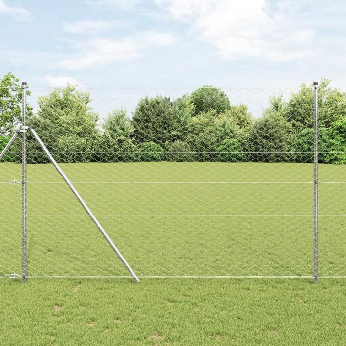 Clôture hexagonale vidaXL 1,6x25 m en acier galvanisé 3352973
