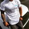 Muscleguys Nuovi Top Stampati da Uomo Patchwork Cotone&Mesh T-shirt Fitness Bodybuilding Manica Corta Traspirante Allenamento Abbigliamento da Palestra