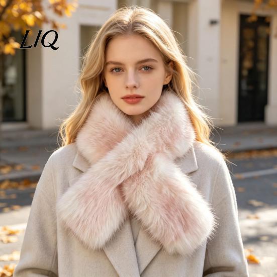 Daily Outdoor Cycling Scarf Faux Fur Collar for Women, Plush Neck Warmer Scarf, Fluffy Elegant Evening Dress Scarves, Thanksgiving Christmas