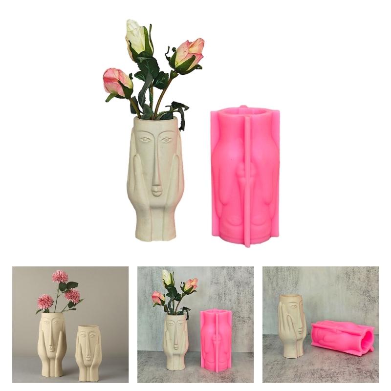 Vase Mould Concrete Flowerpots Silicone Molds Abstract Art Face Shaped DIY Succulent Pot Moulds DIY Table Decorations