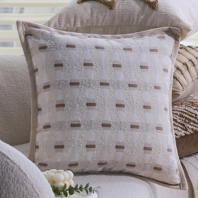 Brown Pillow Case, Light Luxury French Pillow, Living Room Sofa Bed Pillow, Bay Window Pillow, Waist Pillow