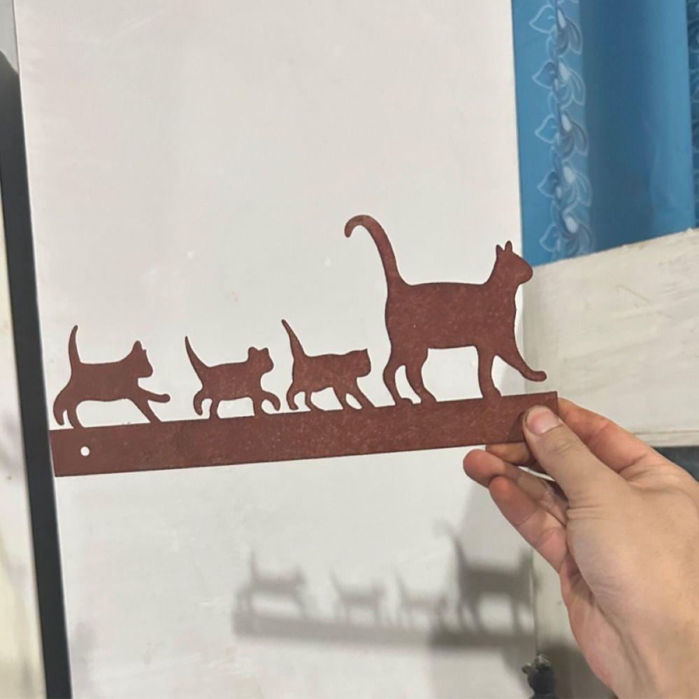 Creative Cat Family Hanging Iron Garden Statue Wall Decoration Wall Decoration Pendant  Outdoor