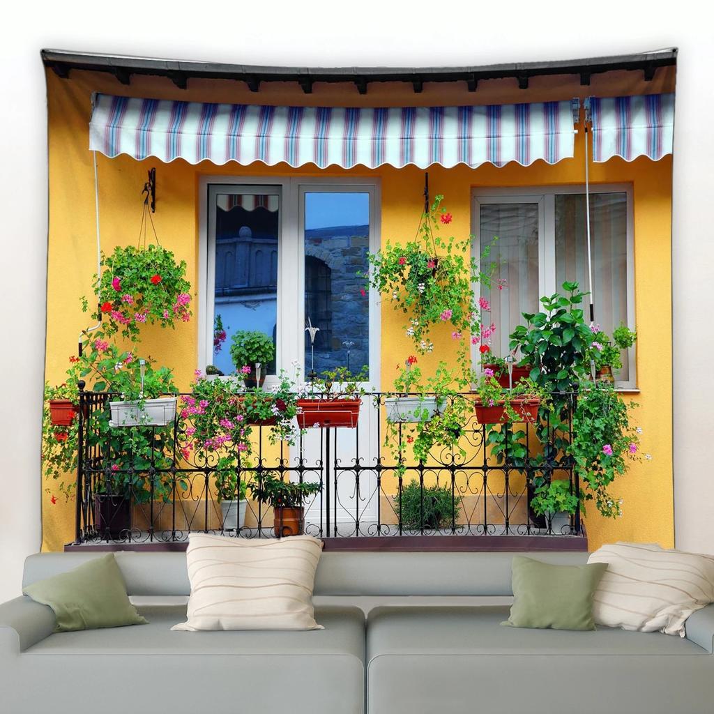 Spring Butterfly Flowers Tapestry Retro Wooden Fence Nature Pink Rose Plants Floral Wall Hanging Garden Home Decor Scenery Cloth