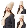 Autumn Winter Knitted Hat Scarf Two-Piece Set Women's Velvet Wool Hat Warm Pullover Hat Long Scarf Set