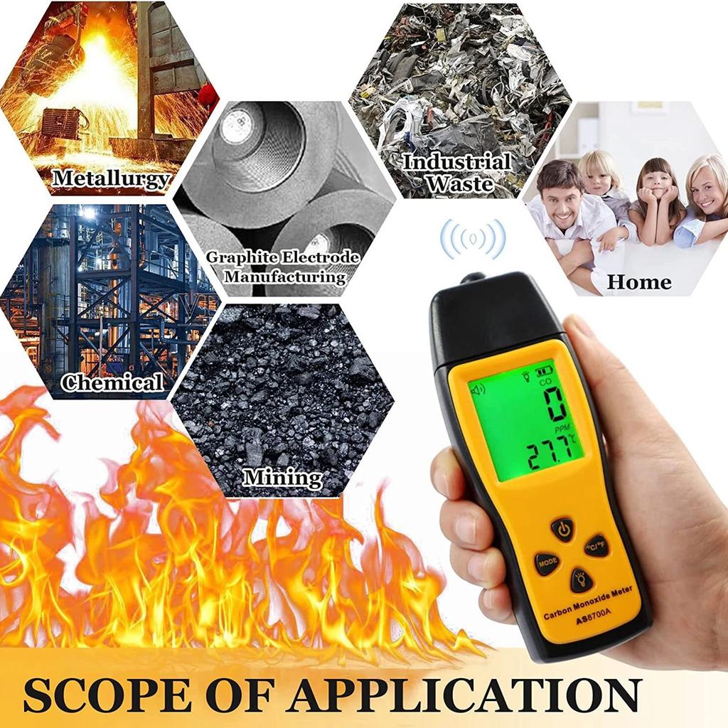 AS8700A Handheld Carbon Monoxide Meter Analyze Leak Detector Tester 0-1000PPM
