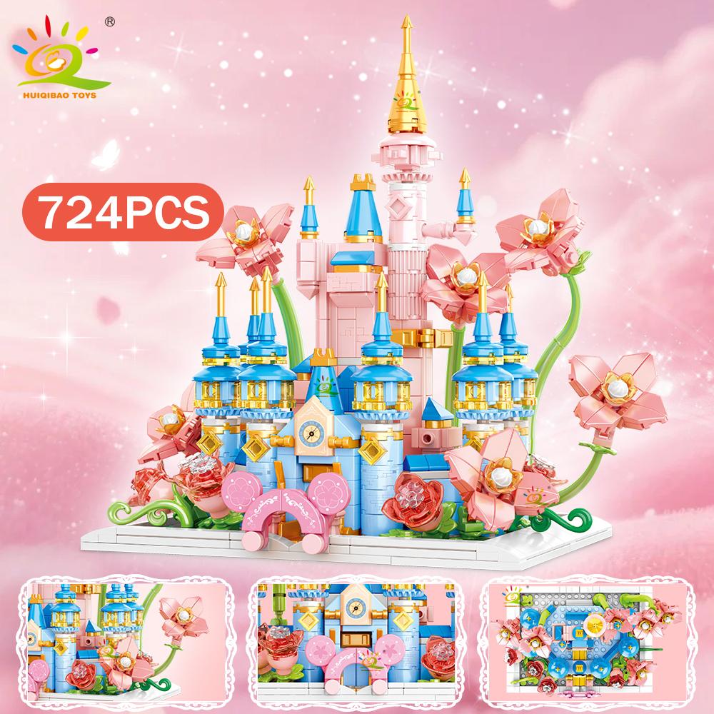 HUIQIBAO Dream Princess Castle House Model Building Blocks DIY City Dreamy Flower Castle Decorative Construction Bricks Toys NO BOX