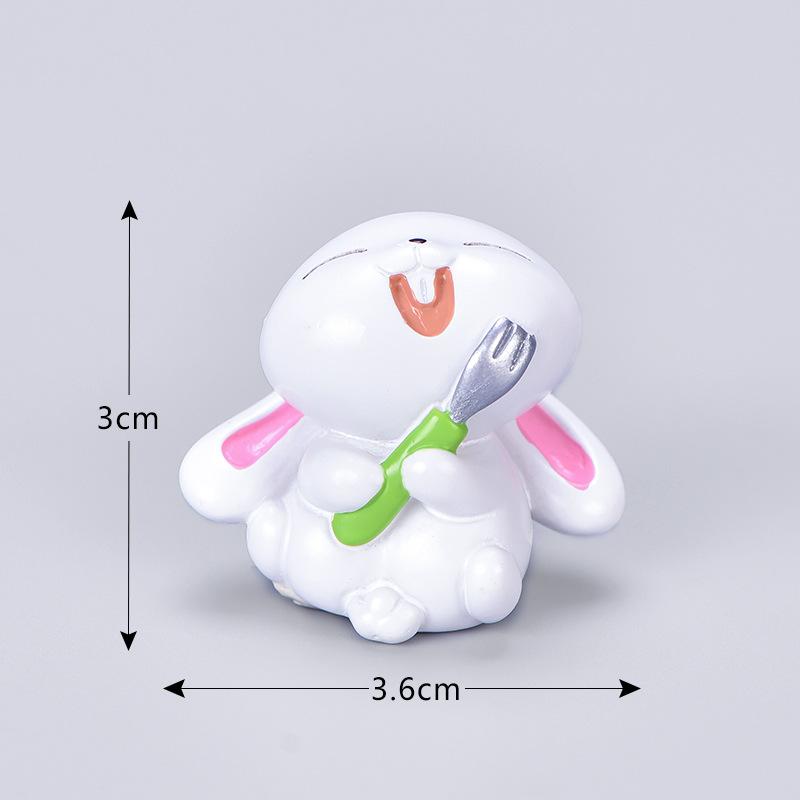 Mid-Autumn Festival Micro-landscape Ornaments Resin Handicrafts Mooncake Eating Rabbits Cute Animals Chef Rabbits