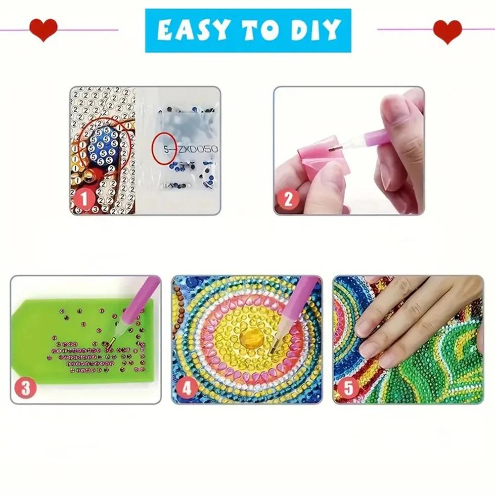 6Pcs Christmas DIY Diamond Painting Card Rhinestone Painting Card Kit Diamond Painting Greeting Card for Holiday Party Favors