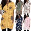 Women's V-Neck Vintage Floral Print Short Sleeve Pullover Top with Pocket