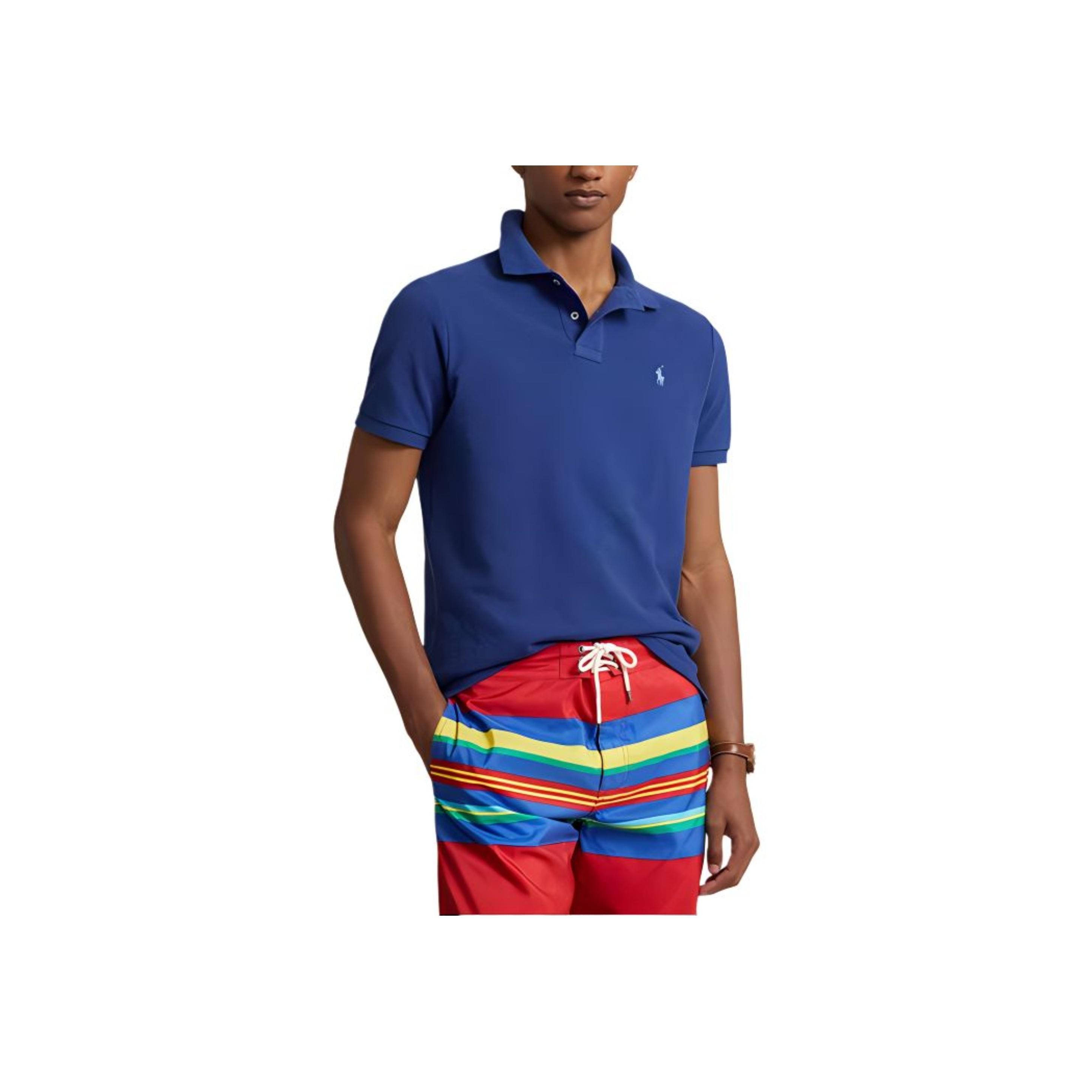 

Мужская рубашка поло с коротким рукавом и вышитым логотипом Polo Ralph Lauren, цвет синий 710534735-406 XL