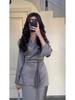 European and American Splicing Satin Long Skirt Suit - Spring 2026 Edition