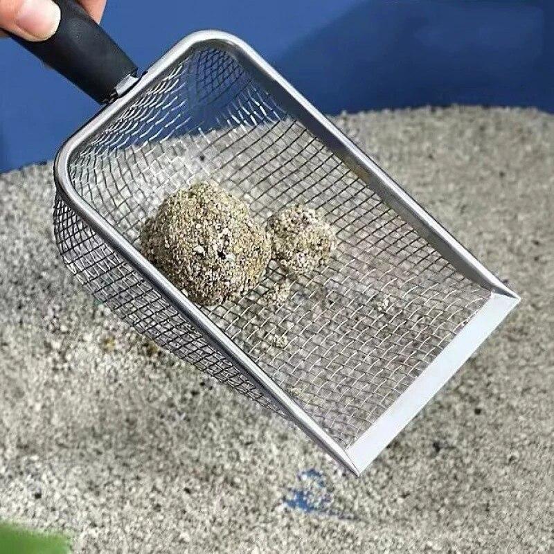 2X2mm Fine Pores Cat Sand Shovel Pet Supplies Stainless Steel Shovel Applicable Small Cat Litter Pet Feces Clean Filter Shovel