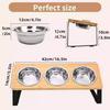 Tilt 15° Raised Cat Food Bowl 3 Stainless Steel Bowls, Drinking and Eating With Wooden Stand Anti-vomiting Suitable for Cats