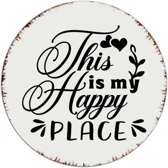 Autravelco Country Metal Tin Sign This Is My Happy Place Home Décor Aluminum Metal Sign for Garage Dining Room Restaurants Art Poster Gift for Room