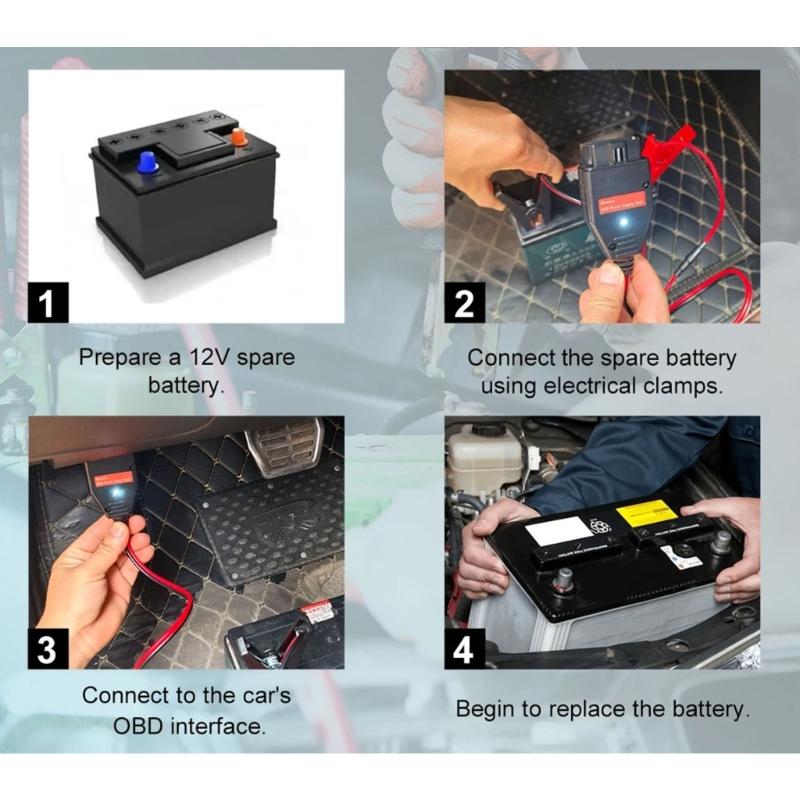 Emergency Power Supply OBD2 Connector Battery Clip For Quick Car Battery Jump Start And Safe Charging