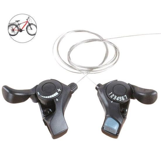 1 Pair Bicycle 3x7 Speed Shift Lever Thumb Gear Shifters for Road Folding Bike