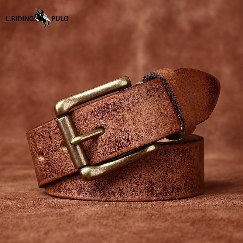 Genuine Leather Belt for Men and Women Retro Pure Cowhide Jeans Belt Korean Style Trendy Genuine Leather Versatile Universal