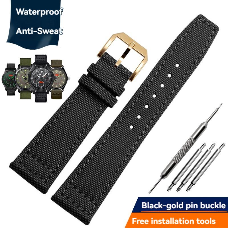 Nylon Canvas Watch Strap for IWC Pilots Portugal Portofino Fabric Cowhide Bottom Watch Chain Men Women Watchband 20mm 21mm 22mm