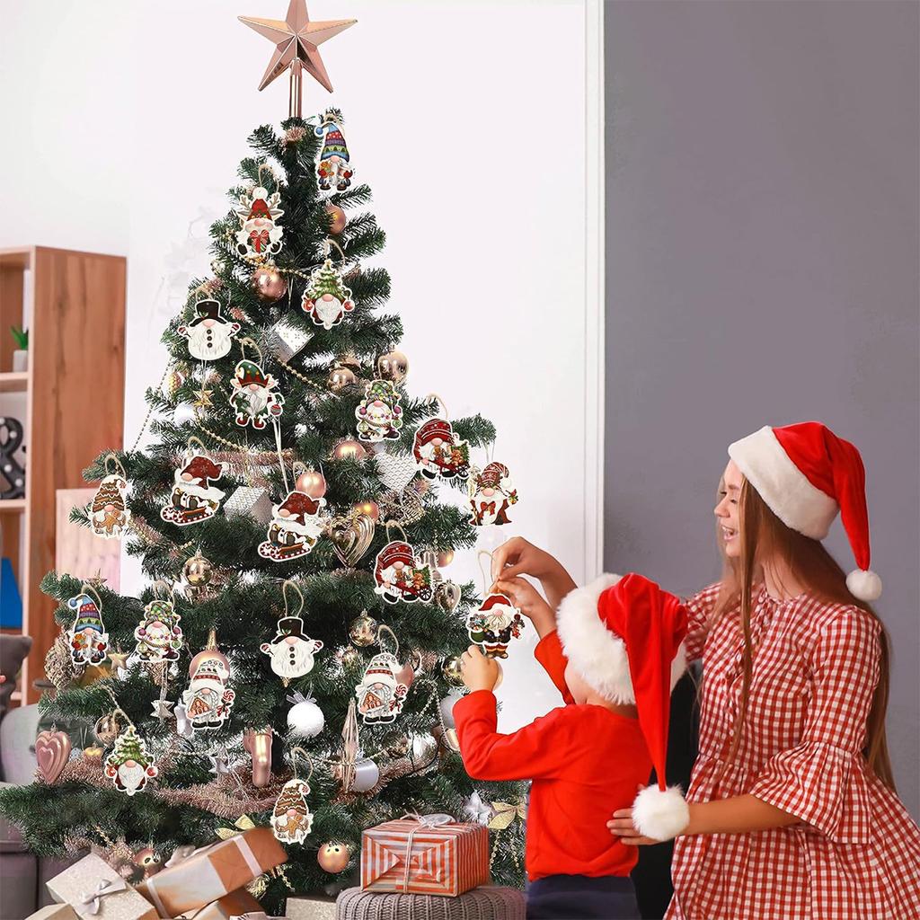 12 Stück Weihnachtsbaum-Hängeornamente Gesichtsloser Puppen-Papieranänger Weihnachtsdekorationen für Zuhause 2026 Navidad Neujahr 2026 Geschenk