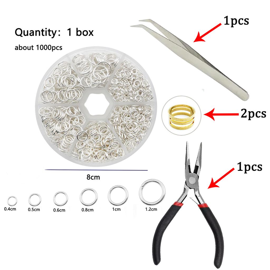 About 1000Pcs 6 Different Sizes Open Jump Rings,4mm 5mm 6mm 8mm 10mm 12mm with 1Pc Jump Ring Open/Close Tool for DIY Crafts Gift