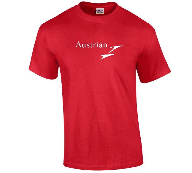 

Austrian Air Retro Logo Shirt Airline Aviation Red Cotton T-Shirt S-5XL S