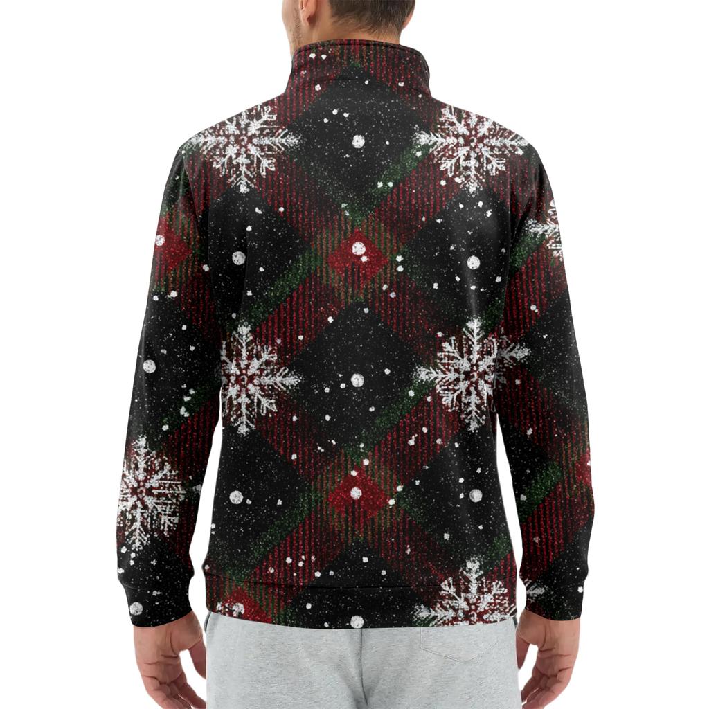 Men's Loose Casual 1/4 Zip Sweatshirt Fashion Printed Long Sleeve Top With Pockets